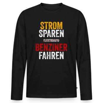 Strom sparen Verbrenner Benziner fahren Tuning Fun - Männer Premium Bio Langarmshirt - Schwarz - Vorne - Nico (187cm)