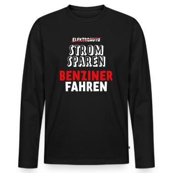 Strom sparen Verbrenner Benziner fahren Tuning Fun - Männer Premium Bio Langarmshirt - Schwarz - Vorne - Nico (187cm)