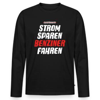 Strom sparen Verbrenner Benziner fahren Tuning Fun - Männer Premium Bio Langarmshirt - Schwarz - Vorne - Nico (187cm)