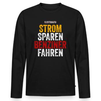 Strom sparen Verbrenner Benziner fahren Tuning Fun - Männer Premium Bio Langarmshirt - Schwarz - Vorne - Nico (187cm)