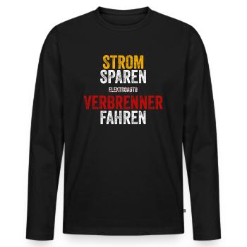Strom sparen Verbrenner Benziner fahren Tuning Fun - Männer Premium Bio Langarmshirt - Schwarz - Vorne - Nico (187cm)
