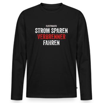 Strom sparen Verbrenner Benziner fahren Tuning Fun - Männer Premium Bio Langarmshirt - Schwarz - Vorne - Nico (187cm)