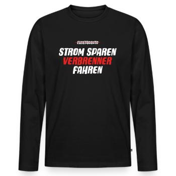 Strom sparen Verbrenner Benziner fahren Tuning Fun - Männer Premium Bio Langarmshirt - Schwarz - Vorne - Nico (187cm)