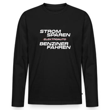 Strom sparen Verbrenner Benziner fahren Tuning Fun - Männer Premium Bio Langarmshirt - Schwarz - Vorne - Nico (187cm)