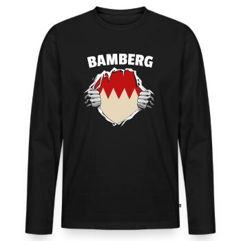 Bamberg Bamberger Stadt Oberfranken Geschenk - Männer Premium Bio Langarmshirt - Schwarz - Vorne - Nico (187cm)