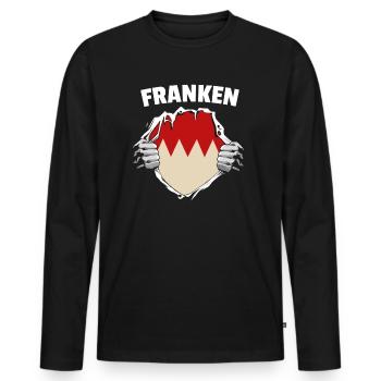 Franken Franke Oberfranken Mittelfranken Unterfran - Männer Premium Bio Langarmshirt - Schwarz - Vorne - Nico (187cm)