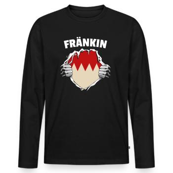 Fränkin Frau fränkischer Dialekt Übersetzer - Männer Premium Bio Langarmshirt - Schwarz - Vorne - Nico (187cm)