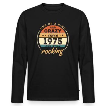 One Of A Kind Totally Crazy Since 1975 Rocking - Männer Premium Bio Langarmshirt - Schwarz - Vorne - Nico (187cm)