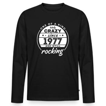 One Of A Kind Totally Crazy Since 1977 Rocking - Men's Premium Organic Long Sleeve Shirt - black - Front - Nico (187cm)