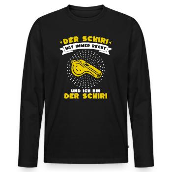 Der Schiedsrichter hat immer Recht - Männer Premium Bio Langarmshirt - Schwarz - Vorne - Nico (187cm)