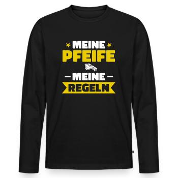 Meine Pfeife. Meine Regeln. Schiedsrichter Schiri - Männer Premium Bio Langarmshirt - Schwarz - Vorne - Nico (187cm)
