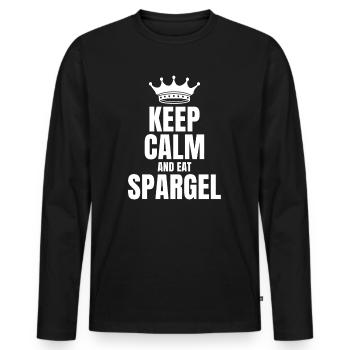 Keep Calm And Eat Spargel Vegan Gemüse - Männer Premium Bio Langarmshirt - Schwarz - Vorne - Nico (187cm)