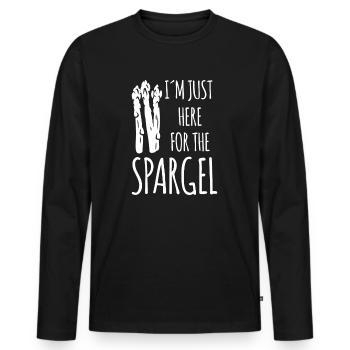 I´m just her for the Spargel Vegan Gemüse - Männer Premium Bio Langarmshirt - Schwarz - Vorne - Nico (187cm)