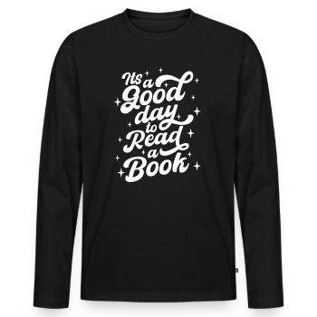 It ́s A Good Day To Read A Book - Men's Premium Organic Long Sleeve Shirt - black - Front - Nico (187cm)