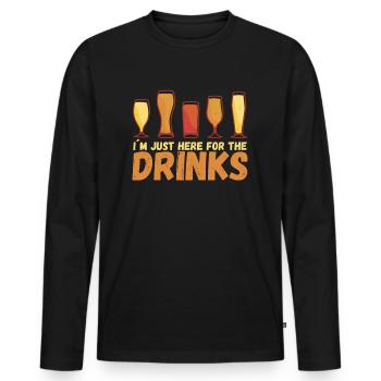 Je suis juste là pour boire un verre - Party Alcohol - T-shirt manches longues Premium bio Homme - noir - Devant - Nico (187cm)