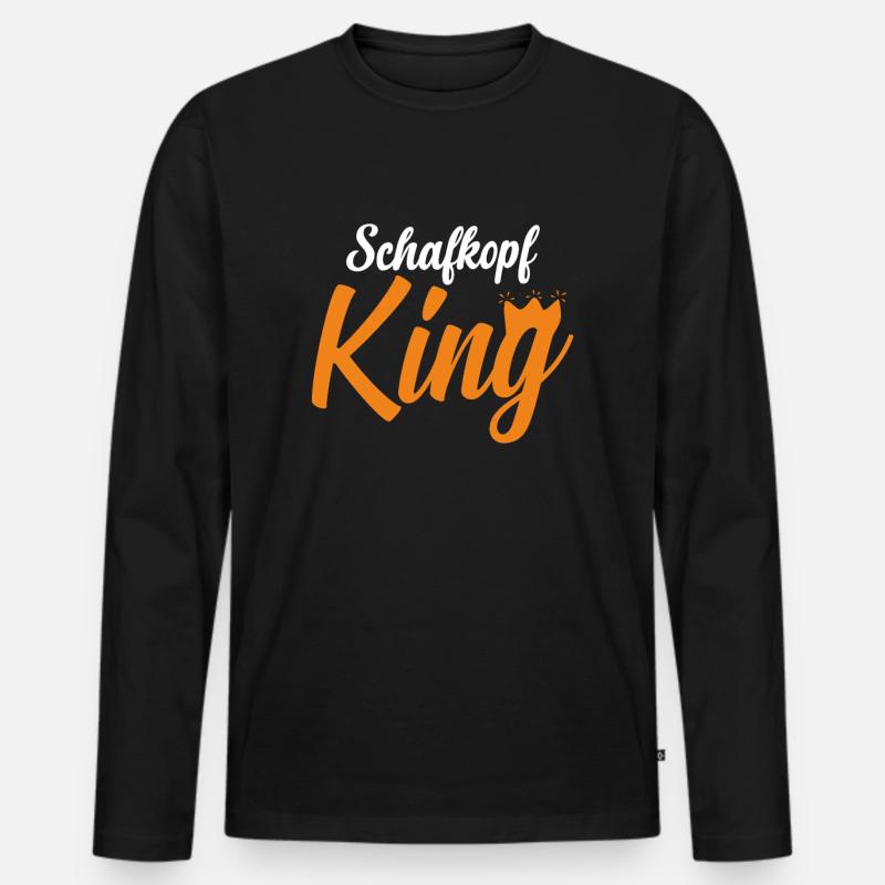 Schafkopf King - Männer Premium Bio Langarmshirt - Schwarz