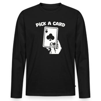 Pick a Card - Magisches Geschenk für Zauberer - Männer Premium Bio Langarmshirt - Schwarz - Vorne - Nico (187cm)