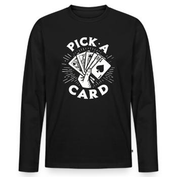 Pick a Card - Magisches Geschenk für Zauberer - Männer Premium Bio Langarmshirt - Schwarz - Vorne - Nico (187cm)