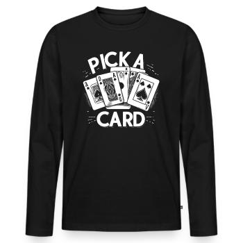 Pick a Card - Magisches Geschenk für Zauberer - Männer Premium Bio Langarmshirt - Schwarz - Vorne - Nico (187cm)