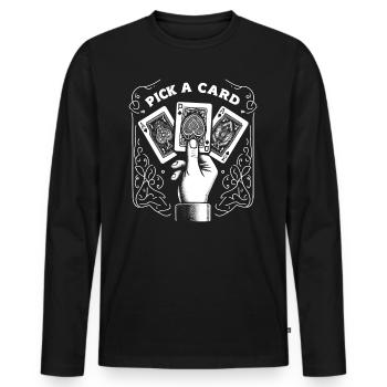 Pick a Card - Magisches Geschenk für Zauberer - Männer Premium Bio Langarmshirt - Schwarz - Vorne - Nico (187cm)