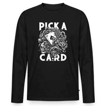 Pick a Card - Magisches Geschenk für Zauberer - Männer Premium Bio Langarmshirt - Schwarz - Vorne - Nico (187cm)