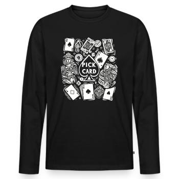 Pick a Card - Magisches Geschenk für Zauberer - Männer Premium Bio Langarmshirt - Schwarz - Vorne - Nico (187cm)