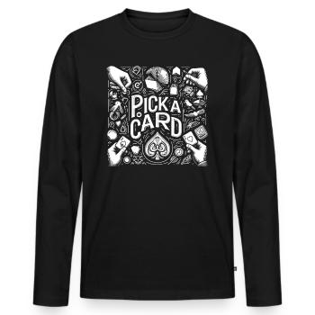 Pick a Card - Magisches Geschenk für Zauberer - Männer Premium Bio Langarmshirt - Schwarz - Vorne - Nico (187cm)