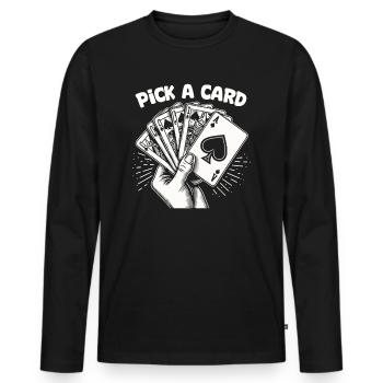 Pick a Card - Magisches Geschenk für Zauberer - Männer Premium Bio Langarmshirt - Schwarz - Vorne - Nico (187cm)