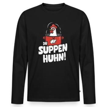 Suppen Huhn Suppenhuhn Gockel Eintopf Geschenk - Männer Premium Bio Langarmshirt - Schwarz - Vorne - Nico (187cm)