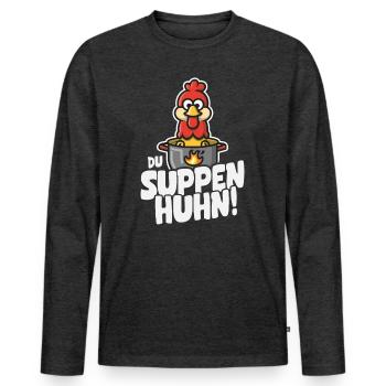 Suppen Huhn Suppenhuhn Gockel Eintopf Geschenk - Männer Premium Bio Langarmshirt - Anthrazit meliert - Vorne - Nico (187cm)