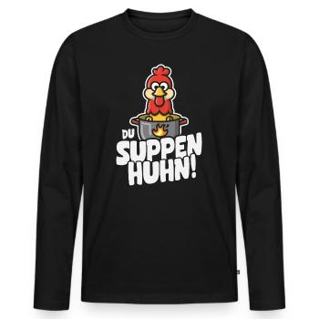 Suppen Huhn Suppenhuhn Gockel Eintopf Geschenk - Männer Premium Bio Langarmshirt - Schwarz - Vorne - Nico (187cm)