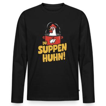 Suppen Huhn Suppenhuhn Gockel Eintopf Geschenk - Männer Premium Bio Langarmshirt - Schwarz - Vorne - Nico (187cm)
