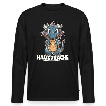 Hausdrache. Stark, Mutig und Unbesiegbar. Drache - Männer Premium Bio Langarmshirt - Schwarz - Vorne - Nico (187cm)