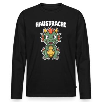Hausdrache. Stark, Mutig und Unbesiegbar. Drache - Männer Premium Bio Langarmshirt - Schwarz - Vorne - Nico (187cm)