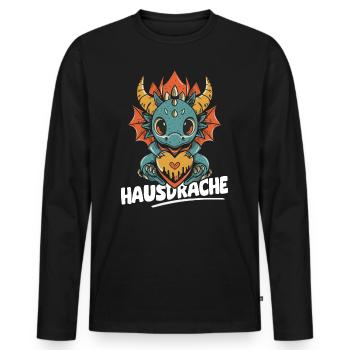 Hausdrache. Stark, Mutig und Unbesiegbar. Drache - Männer Premium Bio Langarmshirt - Schwarz - Vorne - Nico (187cm)