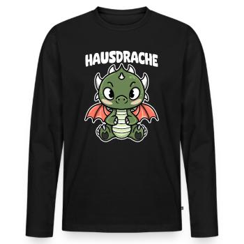 Hausdrache. Stark, Mutig und Unbesiegbar. Drache - Männer Premium Bio Langarmshirt - Schwarz - Vorne - Nico (187cm)