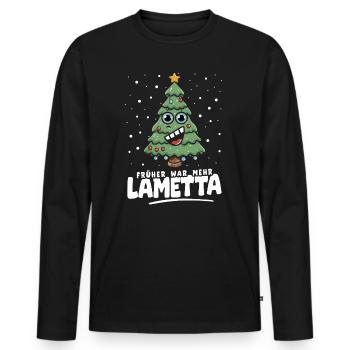 Früher war mehr Lametta - Männer Premium Bio Langarmshirt - Schwarz - Vorne - Nico (187cm)