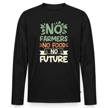 No Farmers No Food No Future Bauer Landwirt - Männer Premium Bio Langarmshirt - Schwarz - Vorne - Nico (187cm)