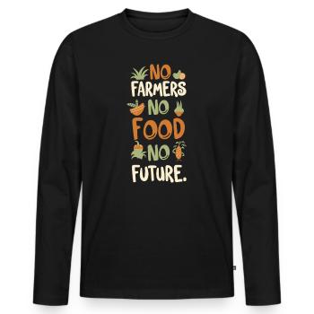 No Farmers No Food No Future Bauer Landwirt - Männer Premium Bio Langarmshirt - Schwarz - Vorne - Nico (187cm)