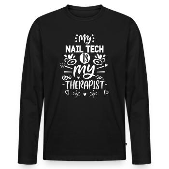 My Tech Nail Is My Therapist Nail Art - Men's Premium Organic Long Sleeve Shirt - black - Front - Nico (187cm)