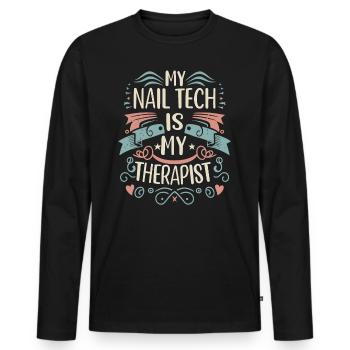 My Tech Nail Is My Therapist Nail Art - Men's Premium Organic Long Sleeve Shirt - black - Front - Nico (187cm)