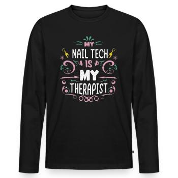 My Tech Nail Is My Therapist Nail Art - Men's Premium Organic Long Sleeve Shirt - black - Front - Nico (187cm)