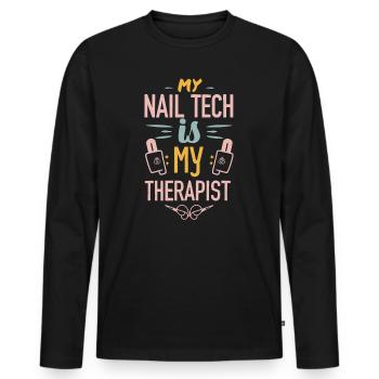 My Tech Nail Is My Therapist Nail Art - Men's Premium Organic Long Sleeve Shirt - black - Front - Nico (187cm)