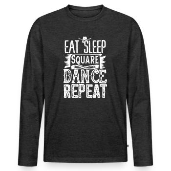 Eat Sleep Square Dance Repeat - Männer Premium Bio Langarmshirt - Anthrazit meliert - Vorne - Nico (187cm)