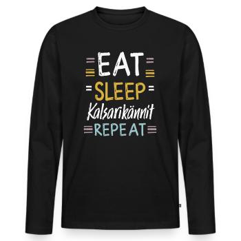 Eat Sleep Kalsarikännit Repeat Finnland Unterhose - Männer Premium Bio Langarmshirt - Schwarz - Vorne - Nico (187cm)