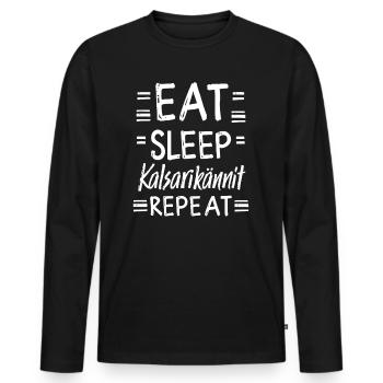 Eat Sleep Kalsarikännit Repeat Finnland Unterhose - Männer Premium Bio Langarmshirt - Schwarz - Vorne - Nico (187cm)