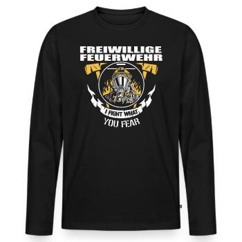 Feuerwehrfrau Feuerwehrmann freiwillige Feuerwehr - Männer Premium Bio Langarmshirt - Schwarz - Vorne - Nico (187cm)