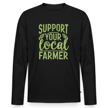 Support Your Local Farmer Bauer Landwirt - Männer Premium Bio Langarmshirt - Schwarz - Vorne - Nico (187cm)
