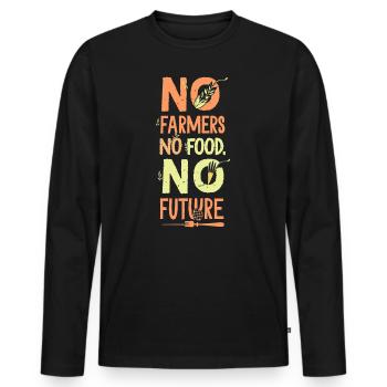 No Farmers - No Food - No Future Bauer Landwirt - Männer Premium Bio Langarmshirt - Schwarz - Vorne - Nico (187cm)