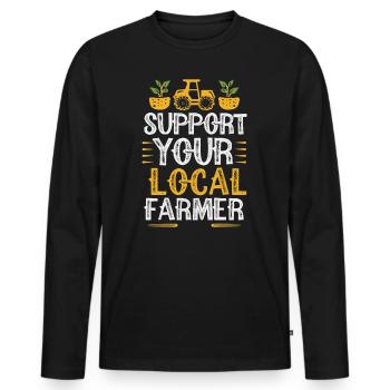 Support Your Local Farmer Bauer Landwirt - Männer Premium Bio Langarmshirt - Schwarz - Vorne - Nico (187cm)
